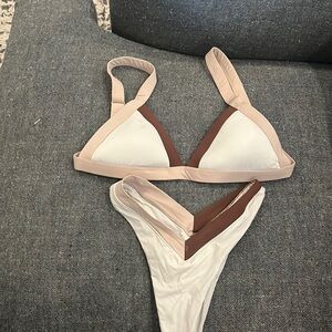 ONE ONE SWIM  Tan and Brown Bikini Set